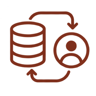 Customer database and profile data synchronization icon